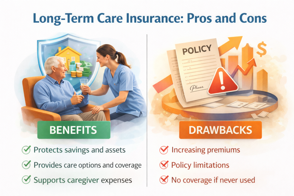Alt 2: Comparison graphic explaining benefits and limitations of long-term care insurance policies